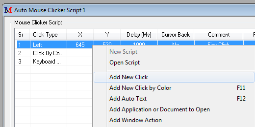 Way to Add Auto Mouse Clicker Script after an existing Script Record